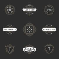 Royal Logos Design Templates Set. Flourish calligraphic elegant ornament lines. vector