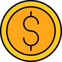 Coin Line Filled Icon vector