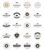 Vintage Crowns Logos Set. design elements, Premium Quality Labels vector