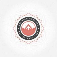 Mountain Hand Drawn Logo Template. Design Element Vintage Style vector