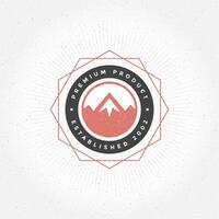 Mountain Hand Drawn Logo Template. Design Element Vintage Style vector