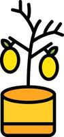 Lemon Tree Line Filled Icon vector