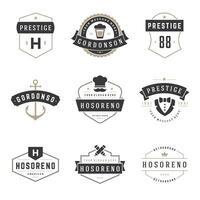 Retro Vintage Logotypes or Insignias Set design elements vector