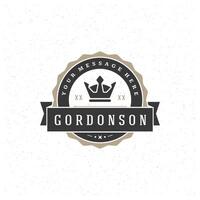 King Crown Logotype Design Element in Vintage Style Badge vector