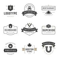 Retro Vintage Logotypes or Insignias Set design elements vector