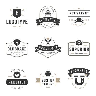 Retro Vintage Logotypes or Insignias Set design elements