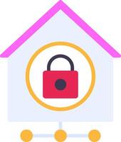 hogar red seguridad plano icono vector