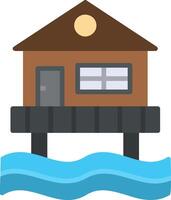 Beach Hut Flat Icon vector