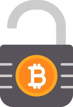 Unsecure Bitcoin Flat Icon vector