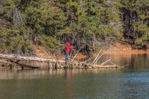 Man fishing at the lake photo