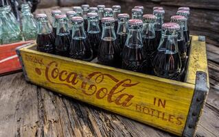 Clarkesville, Georgia USA - September 12, 2020 Vintage Coca-Cola bottles photo