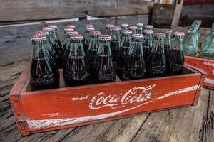 Clarkesville, Georgia USA - September 12, 2020 Vintage Coca-Cola bottles photo