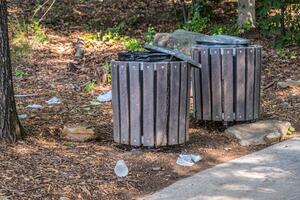 Garbage laying on the ground photo