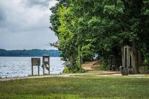 Trails along the lake shore photo