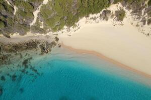 Aerial Perspective Captures Beautiful Beach Sand from Above and High, A Tranquil Vista of Coastal Bliss photo