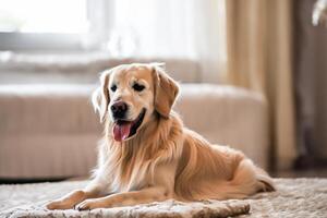 capturar el reconfortante expresión de un hermosa dorado perdiguero perro, un imagen de incondicional amor y alegre compañerismo foto