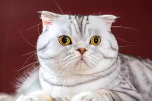 Embracing the Beauty of a Beautiful Cute Whiskered Charm Scottish Fold, Where Playful Elegance and Endearing Whiskers Combine in a Captivating Portrait of Feline Delight, Bringing Joy to Every Heart photo