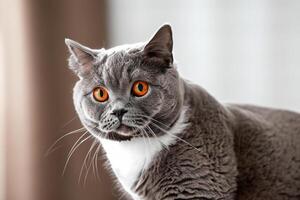 Embracing the Beauty of a Beautiful Cute Whiskered Charm Scottish Fold, Where Playful Elegance and Endearing Whiskers Combine in a Captivating Portrait of Feline Delight, Bringing Joy to Every Heart photo