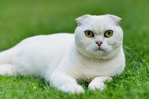 Embracing the Beauty of a Beautiful Cute Whiskered Charm Scottish Fold, Where Playful Elegance and Endearing Whiskers Combine in a Captivating Portrait of Feline Delight, Bringing Joy to Every Heart photo