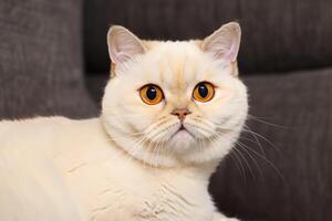 Embracing the Beauty of a Beautiful Cute Whiskered Charm Scottish Fold, Where Playful Elegance and Endearing Whiskers Combine in a Captivating Portrait of Feline Delight, Bringing Joy to Every Heart photo