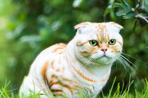 Embracing the Beauty of a Beautiful Cute Whiskered Charm Scottish Fold, Where Playful Elegance and Endearing Whiskers Combine in a Captivating Portrait of Feline Delight, Bringing Joy to Every Heart photo