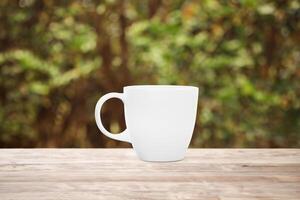 Capturing the Beauty of a White Mockup Mug, a Blank Canvas Ready for Personalization and Creativity photo
