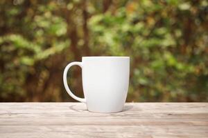 Capturing the Beauty of a White Mockup Mug, a Blank Canvas Ready for Personalization and Creativity photo