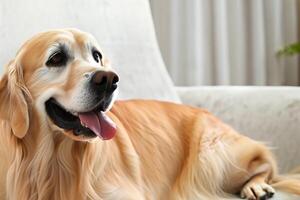 Capturing the Heartwarming Expression of a Beautiful Golden Retriever Dog, A Picture of Unconditional Love and Joyful Companionship photo