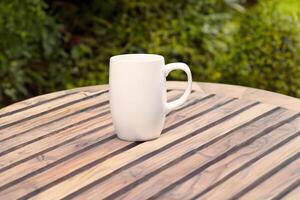 Capturing the Beauty of a White Mockup Mug, a Blank Canvas Ready for Personalization and Creativity photo