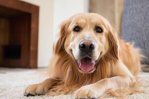 Capturing the Heartwarming Expression of a Beautiful Golden Retriever Dog, A Picture of Unconditional Love and Joyful Companionship photo