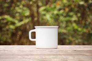Capturing the Beauty of a White Mockup Mug, a Blank Canvas Ready for Personalization and Creativity photo
