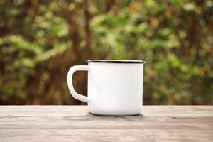 Capturing the Beauty of a White Mockup Mug, a Blank Canvas Ready for Personalization and Creativity photo