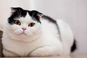 Embracing the Beauty of a Beautiful Cute Whiskered Charm Scottish Fold, Where Playful Elegance and Endearing Whiskers Combine in a Captivating Portrait of Feline Delight, Bringing Joy to Every Heart photo