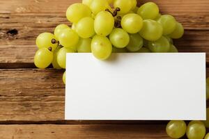 White Paper Mockup Enhanced by the Juicy Allure of Fresh Grapes, Crafting a Visual Symphony of Culinary Elegance and Wholesome Imagery, Where Graphic Design Flourishes in a Feast of Vibrant Creativity photo