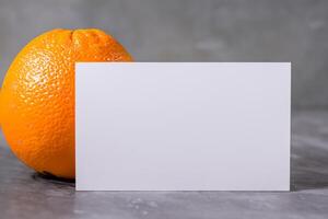 White Paper Mockup Enlivened by the Zesty Aura of Fresh Oranges, Crafting a Visual Symphony of Culinary Opulence and Wholesome Design photo