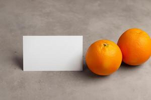 blanco papel Bosquejo animado por el picante aura de Fresco naranjas, elaboración un visual sinfonía de culinario opulencia y saludable diseño foto