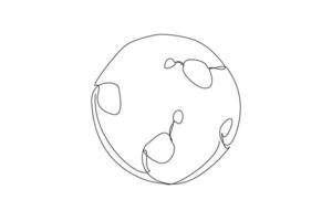 Single one line drawing the moon's surface looks round. The aim of the astronauts landing on an expedition. Space expedition on the lunar surface. Cosmic. Continuous line design graphic illustration vector