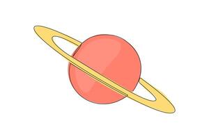 soltero uno línea dibujo planeta Saturno en espacio. tiene el característica anillo ese rodea el planeta. anillo partículas hecho de agua hielo y rock material. continuo línea diseño gráfico ilustración vector