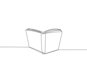 Single one line drawing the book stands open. Books on display during the book festival. Books about space. Increase knowledge. Cosmic galaxy deep space. Continuous line design graphic illustration vector