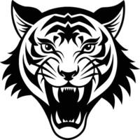 mano dibujado Tigre grabado en linóleo vector