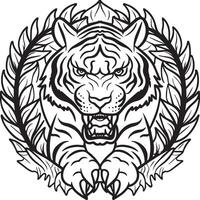 Tiger coloring pages. Tiger line art for coloring pages. Tiger outline vector