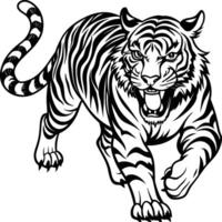 Hand drawn tiger linocut vector