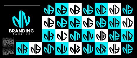 Modern abstract initial letter N NN logo stamp set vector