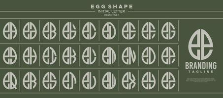 Set of food egg shape lowercase letter E EE logo design vector