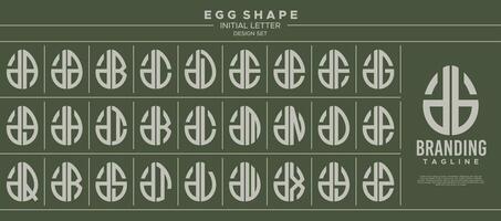 Set of food egg shape lowercase letter D DB logo design vector