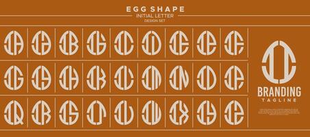 Simple line egg shape stamp letter I II logo design set vector