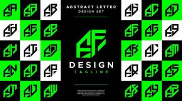 Modern sharp line abstract letter F FF logo bundle vector