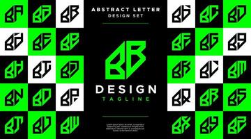 Modern sharp line abstract letter B BB logo bundle vector