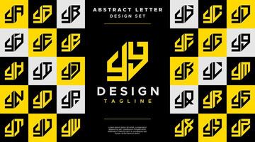 Simple business abstract letter Y YY logo design set vector