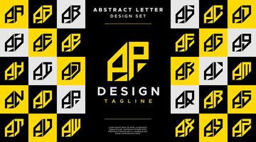 Simple business abstract letter P PP logo design set vector